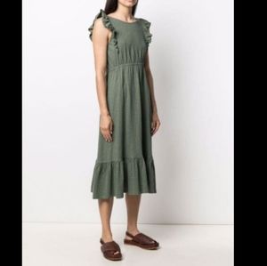 ba&sh Green Ruffle Sleeve Midi Dress